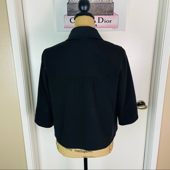 Larry Levine Stretch Black Denim Slightly Cropped Blazer Jacket Size Medium - Picture 5 of 10